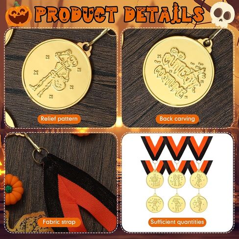 Cunno 6 Pcs Halloween Costume Contest Medals 2 Inch Golden Best Costume Skeleton Medals Contest Prizes Awards Trophy for Halloween Party Supplies in Saudi Arabia