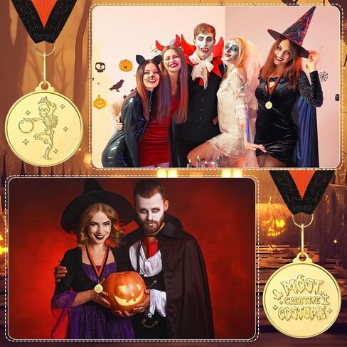 Cunno 6 Pcs Halloween Costume Contest Medals 2 Inch Golden Best Costume Skeleton Medals Contest Prizes Awards Trophy for Halloween Party Supplies in Saudi Arabia