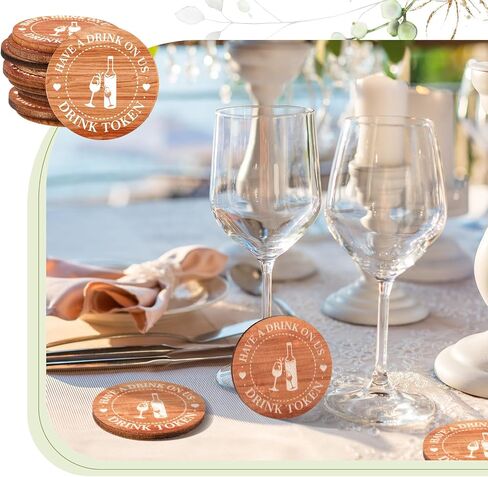 Marsui 200 Pcs Drinks Tokens Bulk Wooden Tokens for Events Rustic Wood Drinks Token Hearts Vintage Drink Token Tickets for Wedding Favours Beverage Birthday Parties Bar Table Decoration Supplies in Saudi Arabia