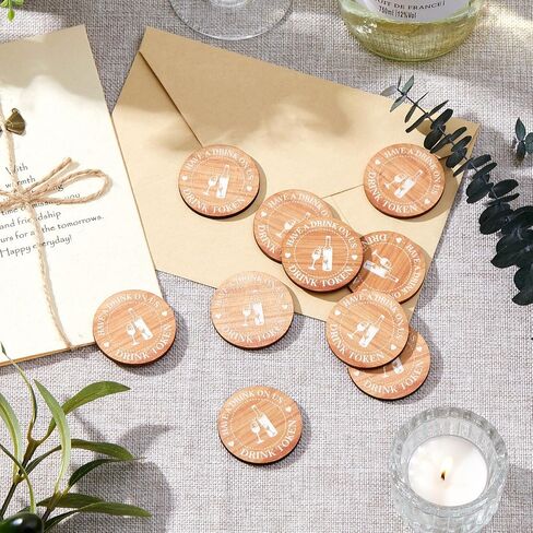 Marsui 200 Pcs Drinks Tokens Bulk Wooden Tokens for Events Rustic Wood Drinks Token Hearts Vintage Drink Token Tickets for Wedding Favours Beverage Birthday Parties Bar Table Decoration Supplies in Saudi Arabia