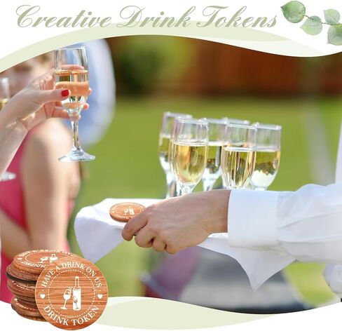 Marsui 200 Pcs Drinks Tokens Bulk Wooden Tokens for Events Rustic Wood Drinks Token Hearts Vintage Drink Token Tickets for Wedding Favours Beverage Birthday Parties Bar Table Decoration Supplies in Saudi Arabia