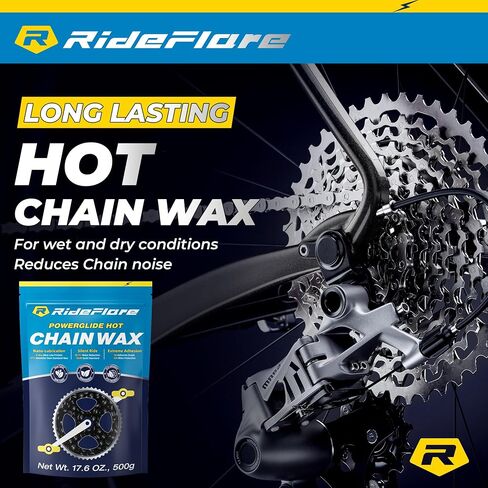 RideFlare Premium Chain Wax 500g – Hot Melt Bike Chain Lubricant with Ultra Low Friction Formula – Long-Lasting, Eco-Friendly Bike Wax for Superior Drivetrain Protection in Saudi Arabia