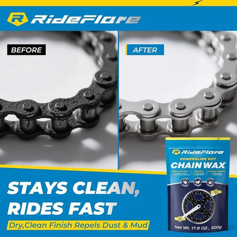 RideFlare Premium Chain Wax 500g – Hot Melt Bike Chain Lubricant with Ultra Low Friction Formula – Long-Lasting, Eco-Friendly Bike Wax for Superior Drivetrain Protection in Saudi Arabia