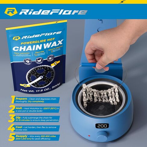 RideFlare Premium Chain Wax 500g – Hot Melt Bike Chain Lubricant with Ultra Low Friction Formula – Long-Lasting, Eco-Friendly Bike Wax for Superior Drivetrain Protection in Saudi Arabia