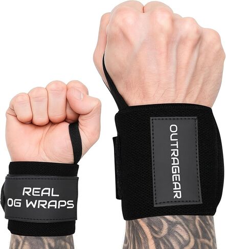 18" OG-Grade Wrist Wraps – Competition Wrist Support for Weightlifting & Powerlifting – Cotton Blend with Lockdown Strap & Thumb Loop – Gym Wrist Straps for Men & Women in Saudi Arabia