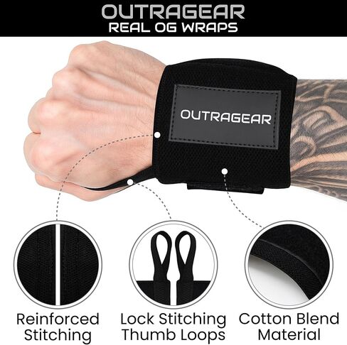 18" OG-Grade Wrist Wraps – Competition Wrist Support for Weightlifting & Powerlifting – Cotton Blend with Lockdown Strap & Thumb Loop – Gym Wrist Straps for Men & Women in Saudi Arabia