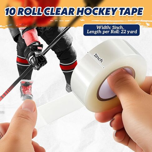 10 Rolls Clear Hockey Tape Multipurpose Shin Pad Sock Tape for Ice Skate Sports Hockey Gifts Gear Sports Equipment in Saudi Arabia