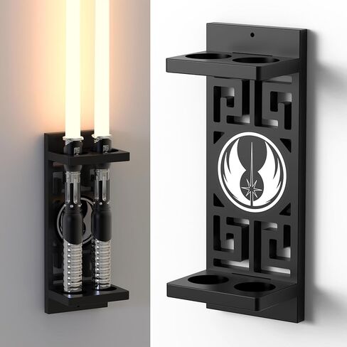 Lightsaber Wall Mount with Pattern, MDF Lightsaber Stand for Lightsaber Display, Vertical Light saber Wall Mount Holder for Most Lightsaber Displays, Gift for Lightsaber Collectors(Black, 1.97" Dia) in Kuwait