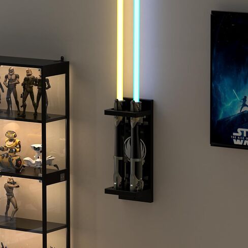 Lightsaber Wall Mount with Pattern, MDF Lightsaber Stand for Lightsaber Display, Vertical Light saber Wall Mount Holder for Most Lightsaber Displays, Gift for Lightsaber Collectors(Black, 1.97" Dia) in Kuwait