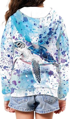 WELLFLYHOM Zip Up Kids Sweatshirts Graphic Girls 6-16 Long Sleeve Hoodies Kangaroo Pocket Athletic Kids Sweater Top in Saudi Arabia