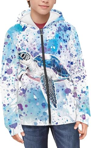 WELLFLYHOM Zip Up Kids Sweatshirts Graphic Girls 6-16 Long Sleeve Hoodies Kangaroo Pocket Athletic Kids Sweater Top in Saudi Arabia