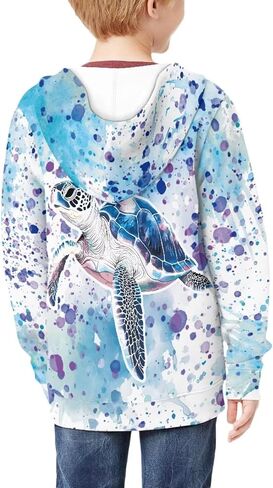 WELLFLYHOM Zip Up Kids Sweatshirts Graphic Girls 6-16 Long Sleeve Hoodies Kangaroo Pocket Athletic Kids Sweater Top in Saudi Arabia