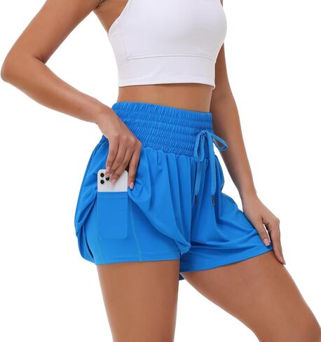 Flowy Athletic Shorts for Women Workout Running Gym Yoga Tennis High Waist with Pockets Cute Clothes Casual Summer in Saudi Arabia