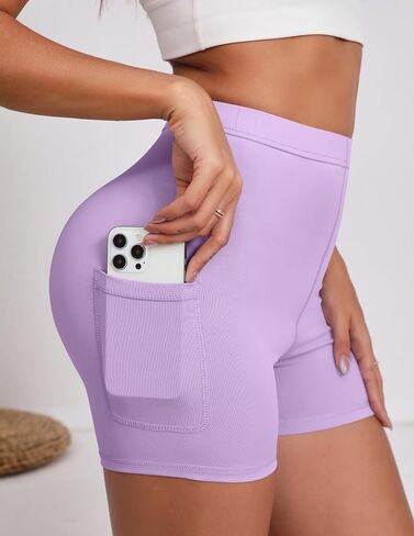 High Waist Workout Shorts with Pockets for Women – Comfortable Compression Sports Shorts for Running, Tennis, and Activewear in Saudi Arabia