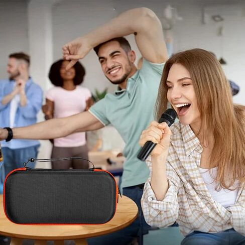 حافظة ميكروفون لاسلكي متوافقة مع نظام ميكروفونين لاسلكي JBL، حقيبة سفر بميكروفون مزدوج محمول للغناء أو الكاريوكي لأجهزة الاستقبال والمحولات وبطاريات AA - أسود (صندوق فقط) in Saudi Arabia