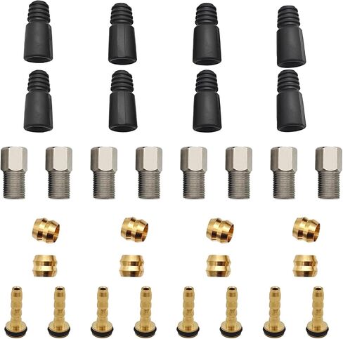 Brake Repair Kit - 8Pc Brass Olive & Barb Screw Fittings for Hydraulic Disc Brake Hose - Tektro Compatible Replacement Parts in Saudi Arabia