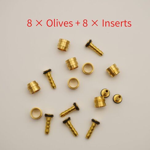 Brake Repair Kit - 8Pc Brass Olive & Barb Screw Fittings for Hydraulic Disc Brake Hose - Tektro Compatible Replacement Parts in Saudi Arabia