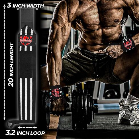 أغطية معصم FIGHTSENSE لرفع الأثقال، أحزمة معصم عالية الجودة مقاس 45.72 سم مع أغطية معصم شديدة التحمل بحلقة إبهام في صالة الألعاب الرياضية لرفع الأثقال، رفع الأثقال، تدريب القوة، كمال الأجسام، دعامة المعصم in Kuwait