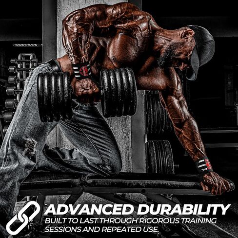 أغطية معصم FIGHTSENSE لرفع الأثقال، أحزمة معصم عالية الجودة مقاس 45.72 سم مع أغطية معصم شديدة التحمل بحلقة إبهام في صالة الألعاب الرياضية لرفع الأثقال، رفع الأثقال، تدريب القوة، كمال الأجسام، دعامة المعصم in Kuwait