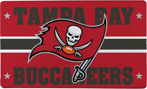 NFL Tampa Bay Buccaneers حصيرة مدخل داخلية، 30 بوصة × 18 بوصة سجادات وسجاد مطبخ مضادة للتعب، ظهر غير قابل للانزلاق، حصيرة راحة مريحة مقاومة للماء من PVC للمدخل، المطبخ، كهف الرجال، المكتب، المغسلة، الغسيل in Saudi Arabia
