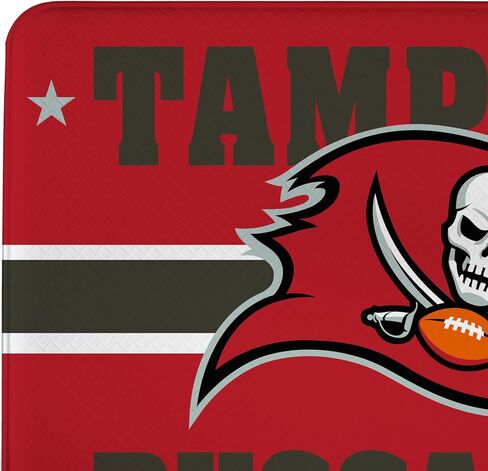 NFL Tampa Bay Buccaneers حصيرة مدخل داخلية، 30 بوصة × 18 بوصة سجادات وسجاد مطبخ مضادة للتعب، ظهر غير قابل للانزلاق، حصيرة راحة مريحة مقاومة للماء من PVC للمدخل، المطبخ، كهف الرجال، المكتب، المغسلة، الغسيل in Saudi Arabia