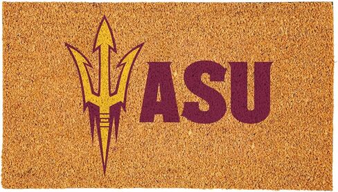Team Sports America NCAA Arizona State University Natural Coir Doormat | Official Full Color Team Logo | 28 x 16 Inches | Non Slip Back | Front Door Welcome Floor Mats | Indoor Outdoor Entrance Rug in Saudi Arabia