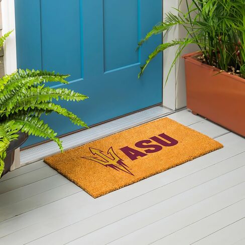 Team Sports America NCAA Arizona State University Natural Coir Doormat | Official Full Color Team Logo | 28 x 16 Inches | Non Slip Back | Front Door Welcome Floor Mats | Indoor Outdoor Entrance Rug in Saudi Arabia