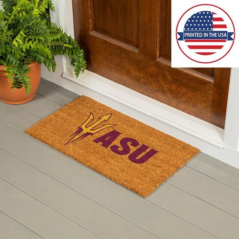Team Sports America NCAA Arizona State University Natural Coir Doormat | Official Full Color Team Logo | 28 x 16 Inches | Non Slip Back | Front Door Welcome Floor Mats | Indoor Outdoor Entrance Rug in Saudi Arabia
