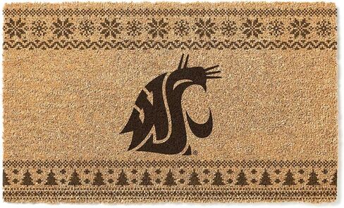 KH Sports Fan Washington State Cougars Holiday Coir Doormat, 18x30 Inches, Cougars Outdoor Rug; Display Some Holiday Cheer with This Unique Washington State Cougars Doormat in Saudi Arabia