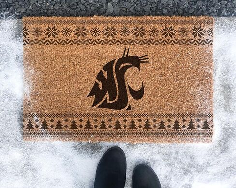 KH Sports Fan Washington State Cougars Holiday Coir Doormat, 18x30 Inches, Cougars Outdoor Rug; Display Some Holiday Cheer with This Unique Washington State Cougars Doormat in Saudi Arabia