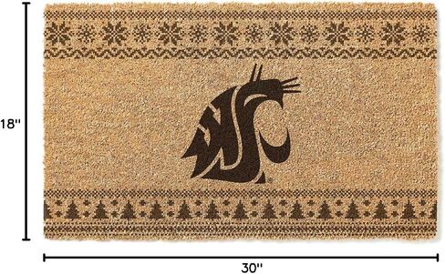 KH Sports Fan Washington State Cougars Holiday Coir Doormat, 18x30 Inches, Cougars Outdoor Rug; Display Some Holiday Cheer with This Unique Washington State Cougars Doormat in Saudi Arabia