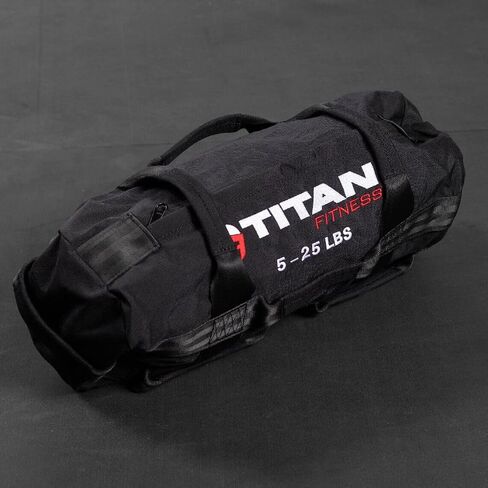 Titan Fitness 5-25 LB PRO Strongman Sandbags, Double Layer, 1050D Cordura, Black, Carry Home Gym Training in Saudi Arabia