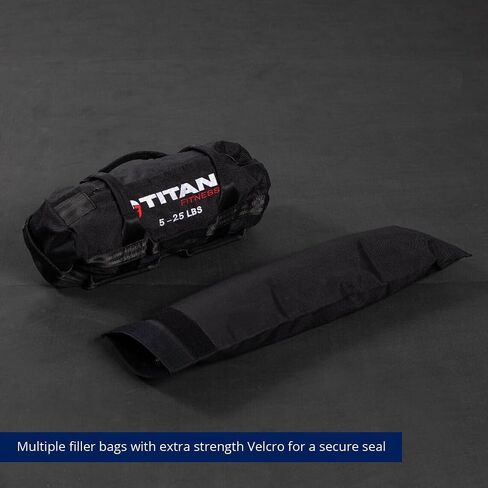 Titan Fitness 5-25 LB PRO Strongman Sandbags, Double Layer, 1050D Cordura, Black, Carry Home Gym Training in Saudi Arabia