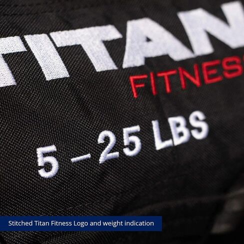 Titan Fitness 5-25 LB PRO Strongman Sandbags, Double Layer, 1050D Cordura, Black, Carry Home Gym Training in Saudi Arabia
