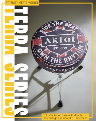 AKLOT Graphic Round-Top Drum Throne: Height Adjustable Drum Stool, with Thickened Sponge Seat, Bold Yet Edgy Graphic Throne, 5A and 7A Drumsticks, Sturdy Tripod Base with Non-Slip Rubber Feet (TR-RB) in Saudi Arabia
