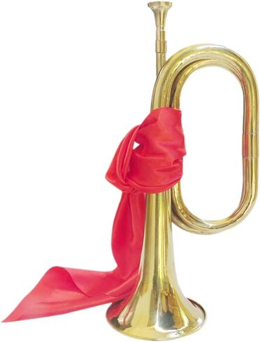 Toyvian Golden Bugle Trumpet Horn, 12" Copper Instrument with Red Scarf, Ideal for School and Bands, Beginner Friendly, Music Performance in Saudi Arabia