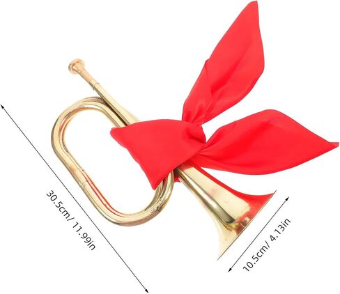 Toyvian Golden Bugle Trumpet Horn, 12" Copper Instrument with Red Scarf, Ideal for School and Bands, Beginner Friendly, Music Performance in Saudi Arabia
