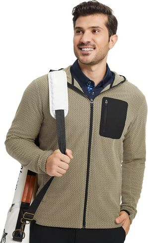 M MAELREG Fleece Hoodies Jacket Men Full Zip with 3 Zip Pockets Lightweight Soft Warm Hoodie for Golf Athletic Travel in Saudi Arabia