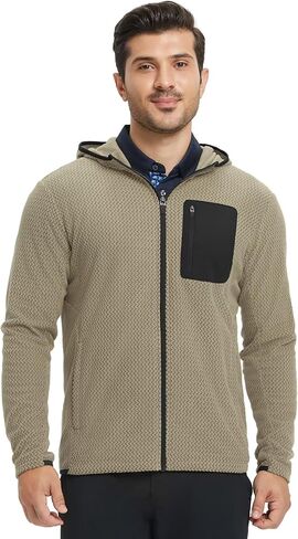 M MAELREG Fleece Hoodies Jacket Men Full Zip with 3 Zip Pockets Lightweight Soft Warm Hoodie for Golf Athletic Travel in Saudi Arabia