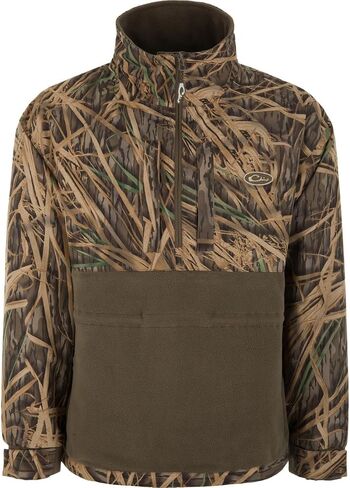 سترة Drake Waterfowl Eqwader MST Camo بسحاب 1/4، مقاومة للماء، مبطنة بالصوف، أساور قابلة للتعديل، بلوفر صيد للرجال in Saudi Arabia