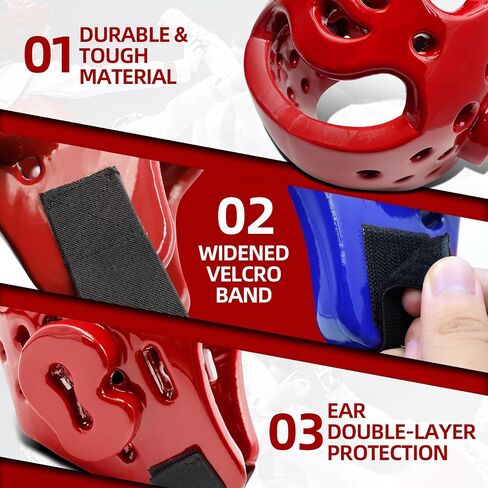 Kids & Adults Boxing Helmet, Martial Arts Sparring Headgear for Karate, Kickboxing, Taekwondo & MMA Training/Competition - Adjustable and Breathable, Healthy Material, 3 Colors in Saudi Arabia