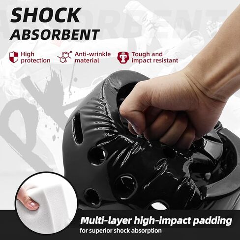 خوذة ملاكمة للأطفال والكبار، أغطية رأس للسجال في الفنون القتالية للكاراتيه والكيك بوكسينغ والتايكوندو والفنون القتالية المختلطة للتدريب/المنافسة - قابلة للتعديل ومسامية، مادة صحية، 3 ألوان in Kuwait