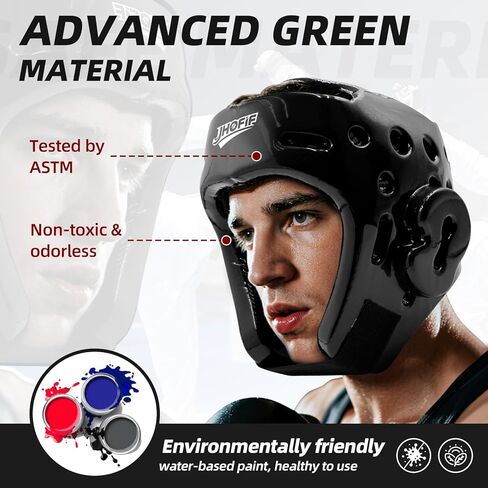 خوذة ملاكمة للأطفال والكبار، أغطية رأس للسجال في الفنون القتالية للكاراتيه والكيك بوكسينغ والتايكوندو والفنون القتالية المختلطة للتدريب/المنافسة - قابلة للتعديل ومسامية، مادة صحية، 3 ألوان in Kuwait