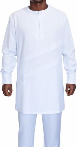 بدلة أفريقية من SEA & ALP للرجال ملابس Dashiki وسروال وقميص مكونة من قطعتين بدلة رياضية ملابس نيجيرية in Kuwait