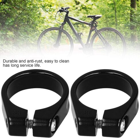 2Pcs Seatpost Clamp, 34.9MM Aluminum Alloy Mountain Seatpost Clip Cycling Bracket Seat Post Clip(Black) Seat Post Clamp in Saudi Arabia