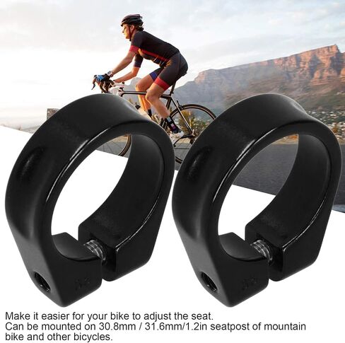 2Pcs Seatpost Clamp, 34.9MM Aluminum Alloy Mountain Seatpost Clip Cycling Bracket Seat Post Clip(Black) Seat Post Clamp in Saudi Arabia