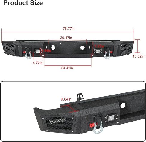 Front Bumper Off Road fit for Chevy Silverado 1500 2007-2013, Full Width Front Winch Bumper w/Winch Plate and D-Rings, Heavy Duty Bumpers w/LED Lights, Black Steel Bumper w/Bull Bar in Saudi Arabia