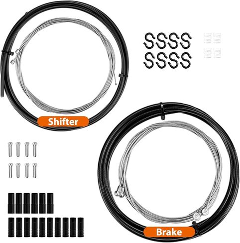 Universal Bicycle Cable Kit – Brake & Shift Derailleur Cables with Housing, End Caps & O-Rings, Compatible with Mountain & Road Bike Repair, Black in Saudi Arabia