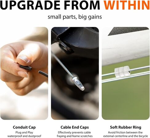 Universal Bicycle Cable Kit – Brake & Shift Derailleur Cables with Housing, End Caps & O-Rings, Compatible with Mountain & Road Bike Repair, Black in Saudi Arabia