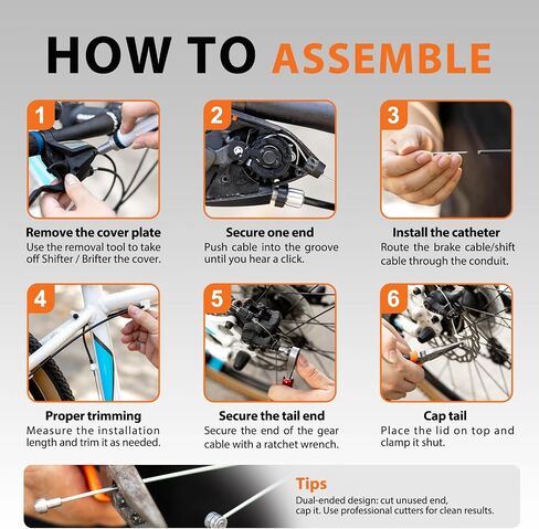 Universal Bicycle Cable Kit – Brake & Shift Derailleur Cables with Housing, End Caps & O-Rings, Compatible with Mountain & Road Bike Repair, Black in Saudi Arabia